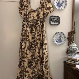 Tuckernuck Hyacinth House Brown Safari Toile Camilla Corset MIDI